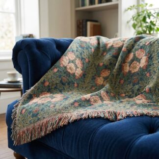 The Midnight Peony Woven Tapestry Throw Blanket – Artistry for Your Sofa