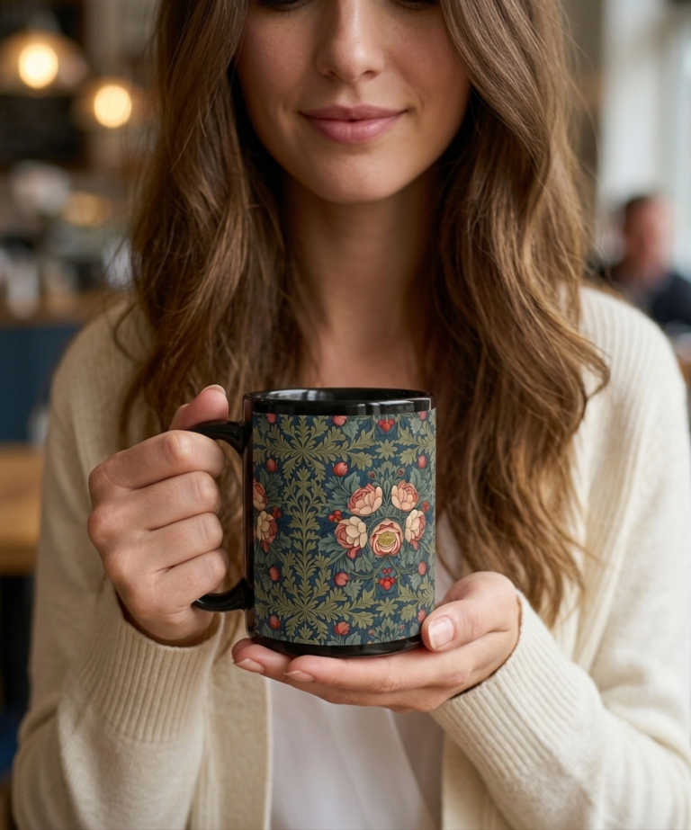 The Arts & Crafts Midnight Peony Mug – Fine Botanical Artware