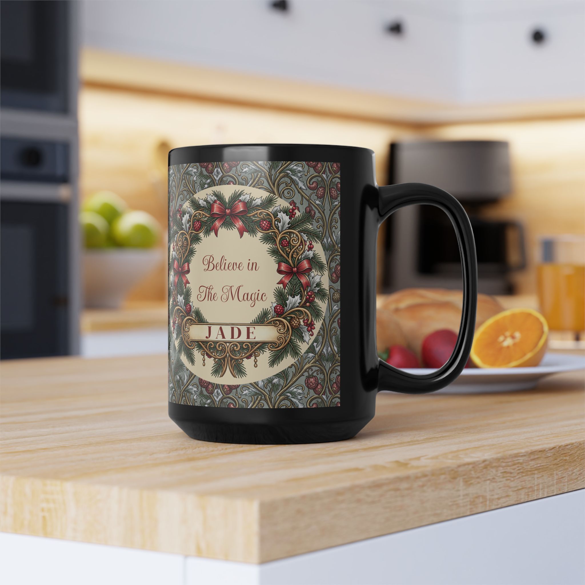 Art Nouveau "Believe in The Magic" Personalized Mug - Custom Holiday Gift - Image 6