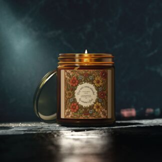 Woodcut Flora Amber Scented Candle Cinnamon Chai - Hand-Poured Coconut Apricot Wax Candle