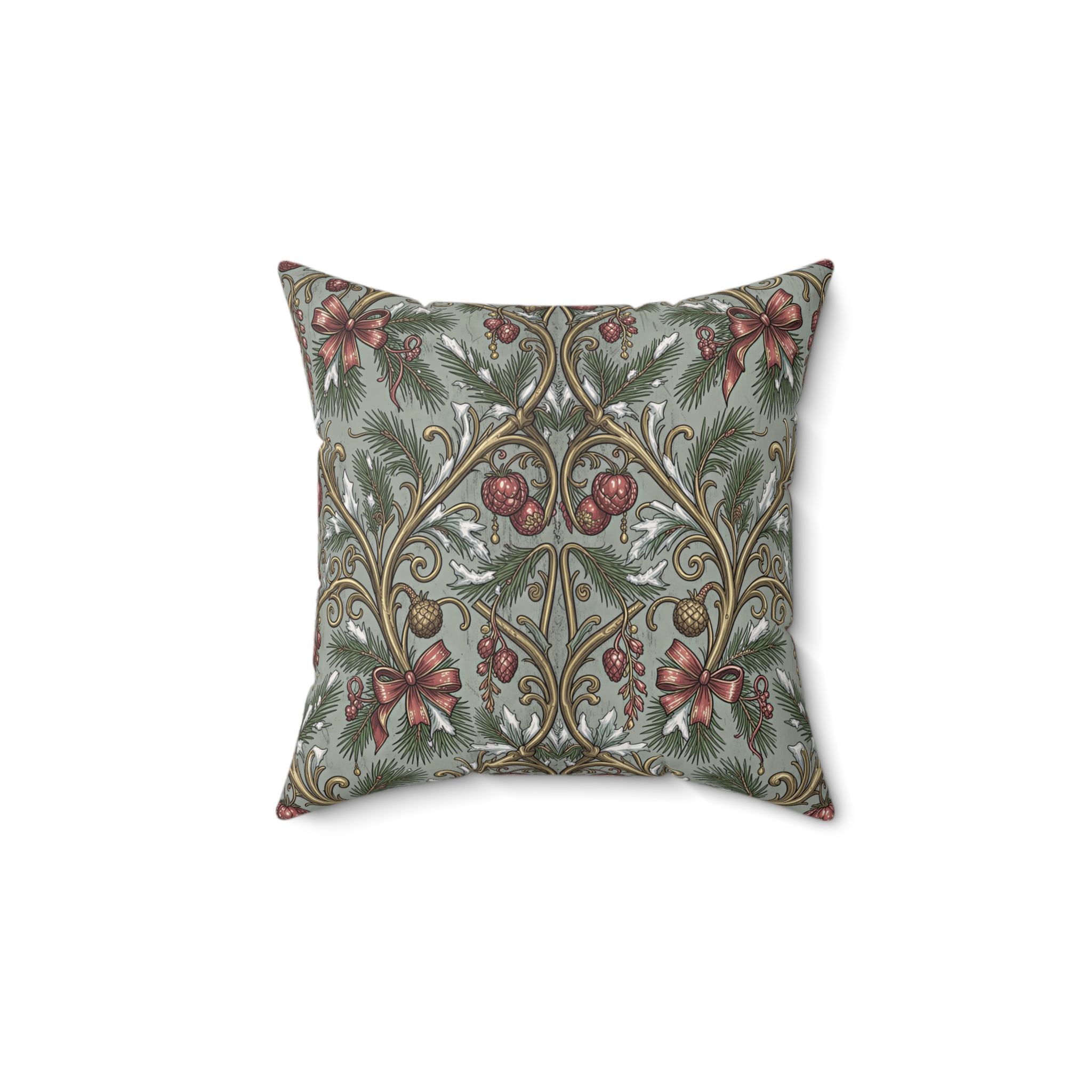 Art Nouveau Pine & Filigree Faux Suede Pillow - Statement Holiday Accent - Image 5