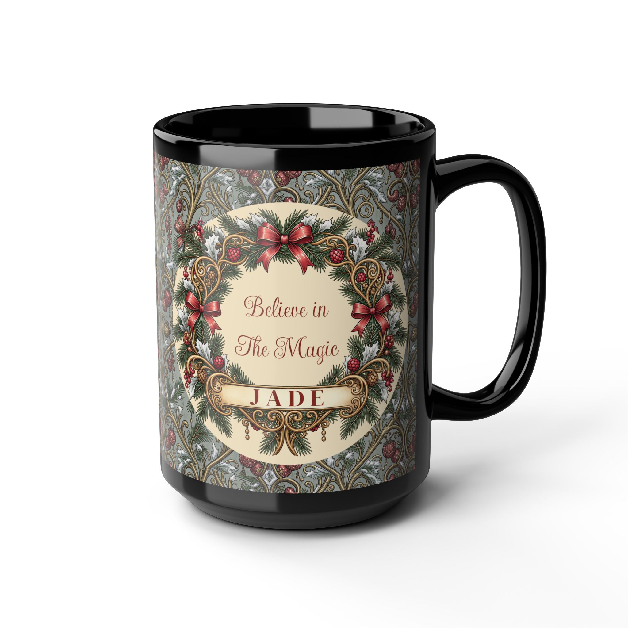 Art Nouveau "Believe in The Magic" Personalized Mug - Custom Holiday Gift - Image 5