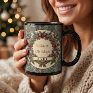 Art Nouveau "Believe in The Magic" Personalized Mug - Custom Holiday Gift
